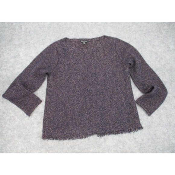 Eileen Fisher Sweaters - Eileen Fisher Womens Sweater Small Fringe Hem Bateau Neckline Multi Color Wool
